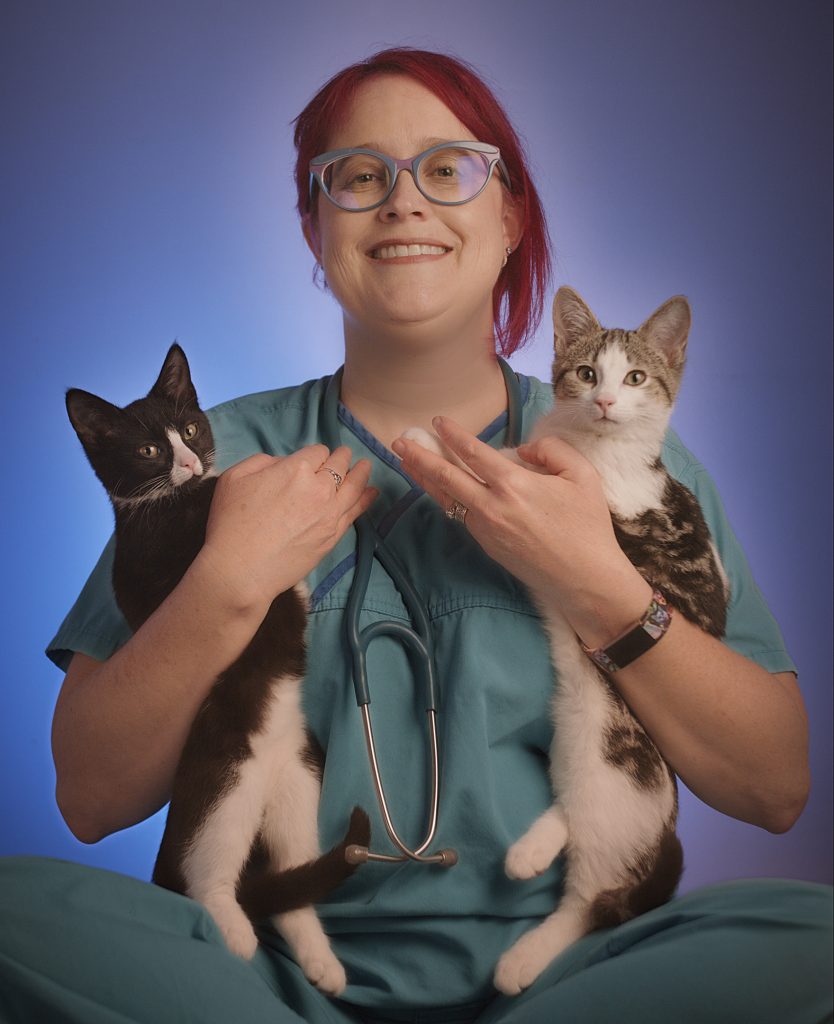Dr. Jen with Sox and Snoball